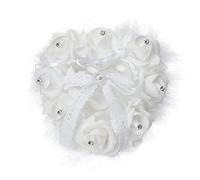 Oreiller for alliances, boîte à alliances en forme de cœur en dentelle romantique avec ruban perle blanc porte-alliances for cérémonies de mariage, 7,9 po/160 ( Color : Bright White , Size : 7.9 in )