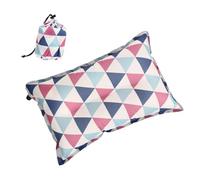 Oreiller gonflable automatique, mousse de Compression à haute élasticité, Style ethnique, oreiller de Camping décontracté en plein air (Imprimé rouge, bleu et blanc)