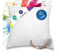 Oreiller lavable avec garnissage en 100 % plumes et enveloppe en 100 % coton Certifié Öko-Tex 100 Blanc Disponible dans de nombreuses dimensions (40 x 40 cm, 50 x 50 cm, 60 x 60 cm, 45 x 45 cm, 40 x 50 cm, 30 x 50 cm), Housse 100 % coton, Weiß, 80 cm x 80 cm