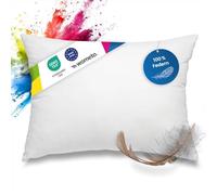 Oreiller lavable avec garnissage en 100 % plumes et enveloppe en 100 % coton Certifié Öko-Tex 100 Blanc Disponible dans de nombreuses dimensions (40 x 40 cm, 50 x 50 cm, 60 x 60 cm, 45 x 45 cm, 40 x 50 cm, 30 x 50 cm), Tissu, Weiß, 30 cm x 50 cm