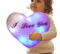 Oreiller lumineux - Oreiller en forme de cœur lumineux à DEL - Oreiller en peluche « I Love You » pour la Saint-Valentin, 36 cm, veilleuse douce à câliner pour chambre à coucher, salon