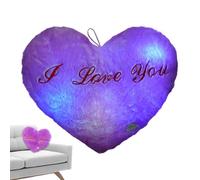 Oreiller lumineux | Oreiller en forme de cœur lumineux à DEL | Veilleuse en peluche douce de 36 cm avec « I Love You » - Décoration d'intérieur pour chambre à coucher et salon