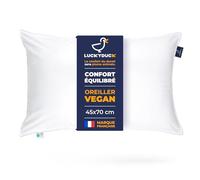 Oreiller Medium Luckyduck 45x70 - Garnissage Microfibre - Soutien Modéré - Percale Coton Blanche - Doux et Respirant - Format Standard - Lavable en Machine
