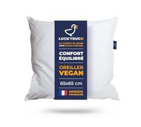 Oreiller Medium Luckyduck 65x65 - Confort Moelleux - Garnissage Microfibre - Enveloppe Percale Coton Blanche - Respirant et Hypoallergénique - Lavable en Machine
