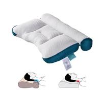 Oreiller orthopédique confortable en duvet d'oie pour améliorer le sommeil - Soutien cervical - En plumes d'oie - Bleu