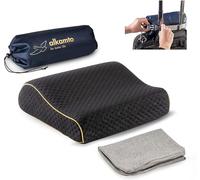Oreiller orthopédique en mousse à mémoire de forme de voyage et de camping Alkamto avec housse en coton supplémentaire - Sac portable facile à transporter - Taie d'oreiller à régulation de température