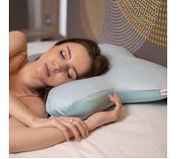 Oreiller Papillon Ergonomique en Mousse à Mémoire de Forme avec gel Réfrigérant - Double Face - Multipositions - 53x43x12 cm - Vert