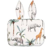 Sevira Kids – Oreiller plat coussin Lapin réversible Safari Vert/Gris/Blanc 25x35