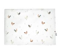 Oreiller Plat Réversible En Satin De Coton Gallina Écru ? Motif Poules Champêtre 40X60