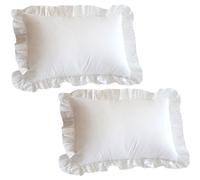 Oreiller Shams 2pcs 19x29 Pouces couvercles d'oreiller Blanc avec Bord à Volants Doux et Confortable Cois de Polyester de Lavage Facile pour la Maison, l'hôtel, Le dortoir, Les sions lit