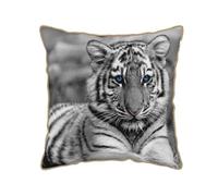 Oreiller, taies d'oreiller en Velours avec Bordure dorée, Housses de Coussin, Oreiller décoratif pour la Maison, Le lit, Le canapé, la voitureMotif Tigre Blanc
