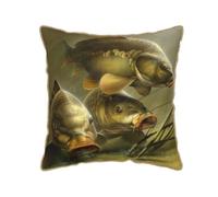 Oreiller, taies d'oreiller en Velours avec Bordure dorée, Housses de Coussin, Oreiller décoratif pour la Maison, Le lit, Le canapé, la voitureArt de la pêche à la Carpe