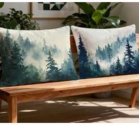 Oreiller Vert Oreiller 70x90cm Lot de 2 Coussin Canape Forêt,Oreiller Rectangulaire avec Fermeture Eclair Cachée,2026 Nouveau Velours Housse de Coussin pour Décoration Salon Canapé Chaise Lit O-1113O