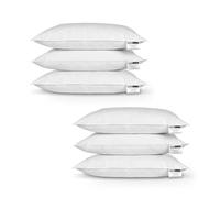 HOMESCAPES Lot de 6 Oreillers naturels en Plumes de Canard Ultra gonflants et Moelleux, 50 x 75 cm