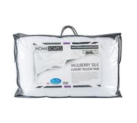 HOMESCAPES - Lot de 2 oreillers en Soie de Mûriers - 48 x 74 cm