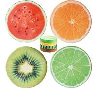 Oreillers Ronds en Forme de Fruits, Oreiller en Peluche 3D pastèque Kiwi Orange Citron, Coussins de siège, Oreiller décoratif pour Chambre à Coucher, 4 pièces