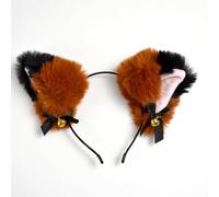 Oreilles de chat mignonnes en peluche avec clochette - Accessoires pour cheveux de chat et de renard en option (marron + noir)