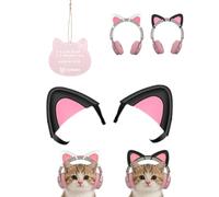 Oreilles de chat mignonnes Razer BlackShark V2 X - Décoration de casque Kawaii amovible - Accessoire flexible et réutilisable pour casque supra-auriculaire - Noir