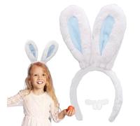 Oreilles de Lapin pour Enfants Adultes, Serre-Tête Pâques Oreille Lapin Peluche Bandeau Filles Animal Dents de Lapin Accessoires Cosplay Déguisement Lapin Chasses Aux œufs Costume (Bleu Blanc)