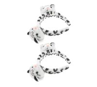 Oreilles de Tigre Blanc en Peluche 2 Pièces Serrage-tête | Bandeau Doux, Usage Visage et Maquillage, Plastique Léger, Design Cartoon Mignon, Accessoire Ludique