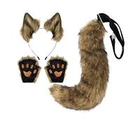 Oreilles et Queue de Renard Avec Gants Peluche Cerceau Pour Performance Carnaval Danse Café Jaune