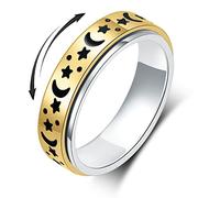 OreilleStar Corde anti-anxiété pour femme : articles de soulagement de l'anxiété, anneaux pivotants pour l'anxiété, anneaux de lune dorés, étoiles, jouets anti-anxiété pour femme