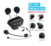 Oreillette Bluetooth 5.0 + CSR 2000 mAh, kit mains libres pour casque intégral/demi-visage BT-12B, interphone