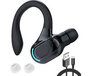 Oreillette Bluetooth 5.2 Mono Sans Fil avec Micro Intégré HD 20h Autonomie | Écouteurs Auriculares tour Oreille 360° Réduction de Bruit Droite Seulement pour iPhone Android PC Bureau Affaires Sport