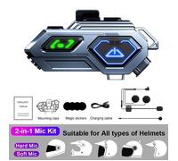 Oreillette Bluetooth 5.3 C8pro pour moto,appareil de communication pour casque,avec lumières LED,stop-bruit,partage - 1 set[F2903]
