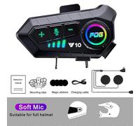 Oreillette Bluetooth 5.3 pour casque, kit mains libres sans fil pour moto, étanche, lecteur MP3