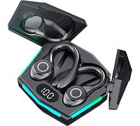 Oreillette Bluetooth à conduction osseuse, Écouteurs intra-auriculaires sans fil étanches de sport portables 5.0, écouteurs sans fil avec étui de charge sans fil 300 mAh avec écran LED Hi-Fi (Noir)