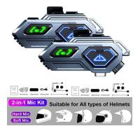 Oreillette Bluetooth C8 Pro pour moto,appareil de communication pour casque,intercom V5.3,appel mains libres,sans fil- 2 set[A8075]