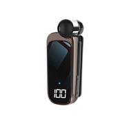 Oreillette Bluetooth Clip Câble Rétractable Autonomie 20h Écran LED Noir