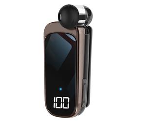 Oreillette Bluetooth Clip Câble Rétractable Autonomie 20h Écran LED Noir