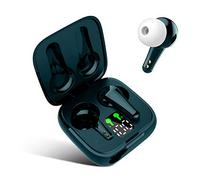 Oreillette Bluetooth J6 sans fil avec écran numérique LED Bluetooth 5.2 9D stéréo Surround Convient pour salle de sport ou bureau Vert foncé