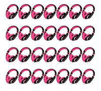 Oreillette Bluetooth JQOJP Écouteurs Stéréo Confort On Ear pour Adultes Childs Teens Pack de 28 (Noir - Rose