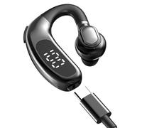 Oreillette Bluetooth mains libres unique intra-auriculaire de bureau mains libres avec micro ENC suppression du bruit IPX5 étanche sans fil crochet d'oreille écouteurs 30 heures de lecture HD appel