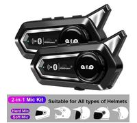 Oreillette Bluetooth pour moto,appareil de communication pour casque,kit mains-libres avec lampe de poche,intercom - Double pack