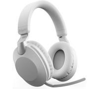 Oreillette Bluetooth sans fil,BT 5.3 avec casque pliable, prend en charge AUX IN, serre-tête rétractable, rangement pliable, protège-oreilles doux et respirants, blanc argenté