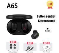 Oreillette Bluetooth sans fil d'origine A6S Fone TWS avec écouteurs micro pour Xiaomi Noice Canceling Earphone Bluetooth Headphones-Black Earbuds