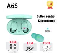 Oreillette Bluetooth sans fil d'origine A6S Fone TWS avec écouteurs micro pour Xiaomi Noice Canceling Earphone Bluetooth Headphones-Green Earbuds