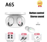 Oreillette Bluetooth sans fil d'origine A6S Fone TWS avec écouteurs micro pour Xiaomi Noice Canceling Earphone Bluetooth Headphones-White Earbuds