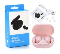 Oreillette Bluetooth sans fil d'origine A6S TWS 5.0 Écouteurs sport Écouteurs Casque avec micro pour Xiaomi Samsung Huawei LG smartphone-rose et boîte de vente au détail