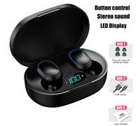 Oreillette Bluetooth sans fil d'origine E7S avec écouteurs a affichage LED Mic pour iPhone Xiaomi TWS écouteurs écouteurs Bluetooth écouteurs-noir
