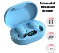 Oreillette Bluetooth sans fil d'origine E7S avec écouteurs a affichage LED Mic pour iPhone Xiaomi TWS écouteurs écouteurs Bluetooth écouteurs-bleu