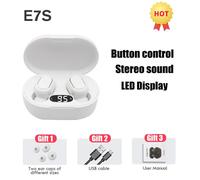Oreillette Bluetooth sans fil d'origine E7S avec micro LED affichage Air Pro écouteurs pour iPhone Xiaomi TWS écouteurs Bluetooth écouteurs-écouteurs blancs