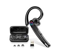 Oreillette Bluetooth Sans Fil Entreprise Mono avec 120H Mains Libres, 2 Mics Anti-Bruit IA, V5.4 Oreillette Bluetooth avec Dongle USB PC/Mobile, Connexion à 2 Appareil pour Conducteur/Travail/Affaires