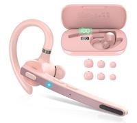 Oreillette Bluetooth sans Fil V5.3, 90H Main Libre Bluetooth Oreillette avec Dual Micro CVC8.0/ENC, Casques sans Fil avec Écran LED, APTX, Mic Mute Connexion de Deux Appareils pour Affaires Rose