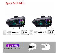 Oreillette Bluetooth YP10 pour casque de moto,kit d'appel mains libres,prise en charge de 2 coureurs,interphone BT - 2PC Soft Mic