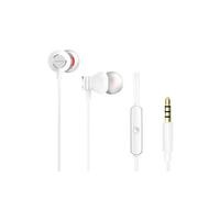 Aiwa ESTM-50WT : Casque intra-auriculaire blanc, télécommande et microphone